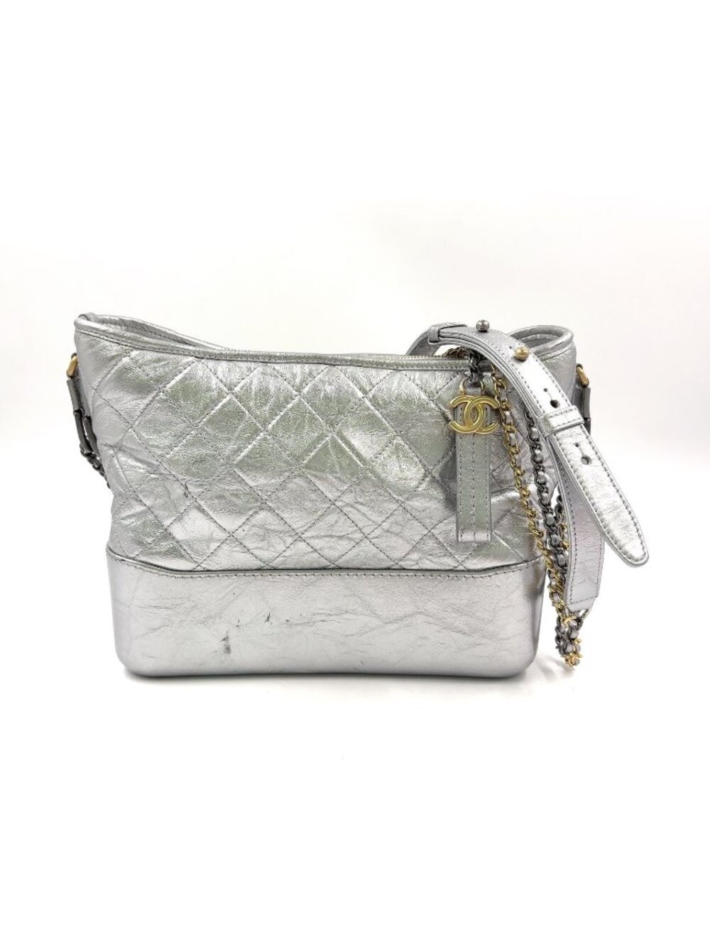 Chanel Gabrielle Calfskin Silver Chain Shoulder Bag Gold